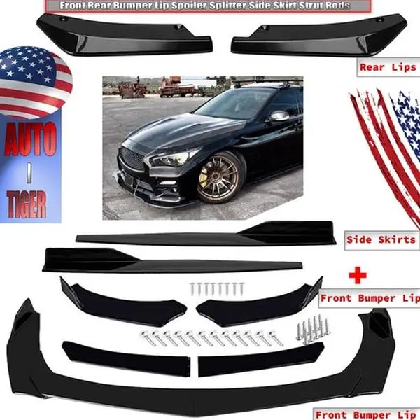Front Bumper Lip Spoiler Splitter & Side Skirts Body Kit for Infiniti Q50, G37, G35 - 29 in x 1.77 in x 3.54 in Polyurethane Automotive Cool Car Vehicle Decoration, Automotive Decoration, Cool Car Decoration