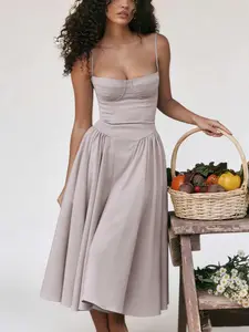 Spring Summer New Dopamine Cute Backless Sleeveless Dress, French Elegance Vintage Style, Slim-Fitting Fashion Women's Clothing