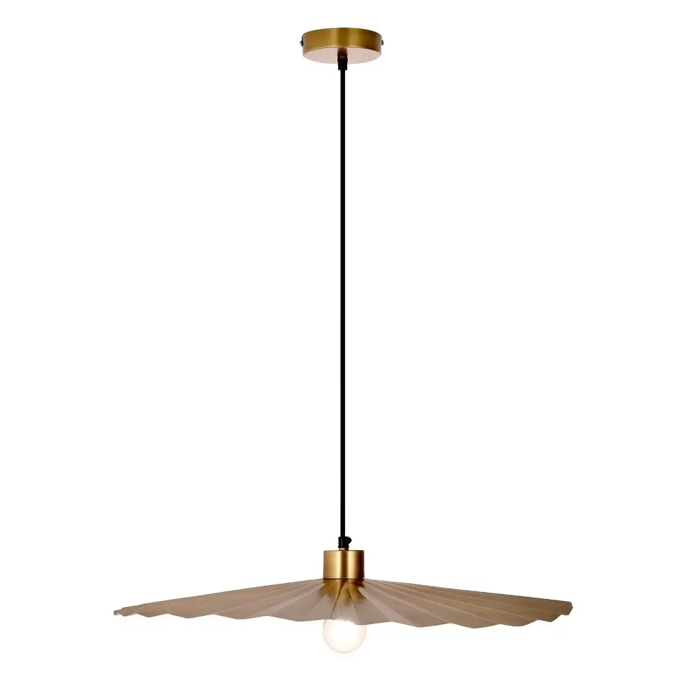 River of Goods Marina 24" Antique Brass Disk Shaped Wavy Indoor Pendant Lamp: UL Listed Metal Dome Shade E26