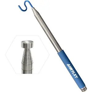 10 FT Telescoping Magnetic Pickup Tool with Hook Telescopic Push Pull Rod Wire Reacher Grabber Disc Golf Retriever