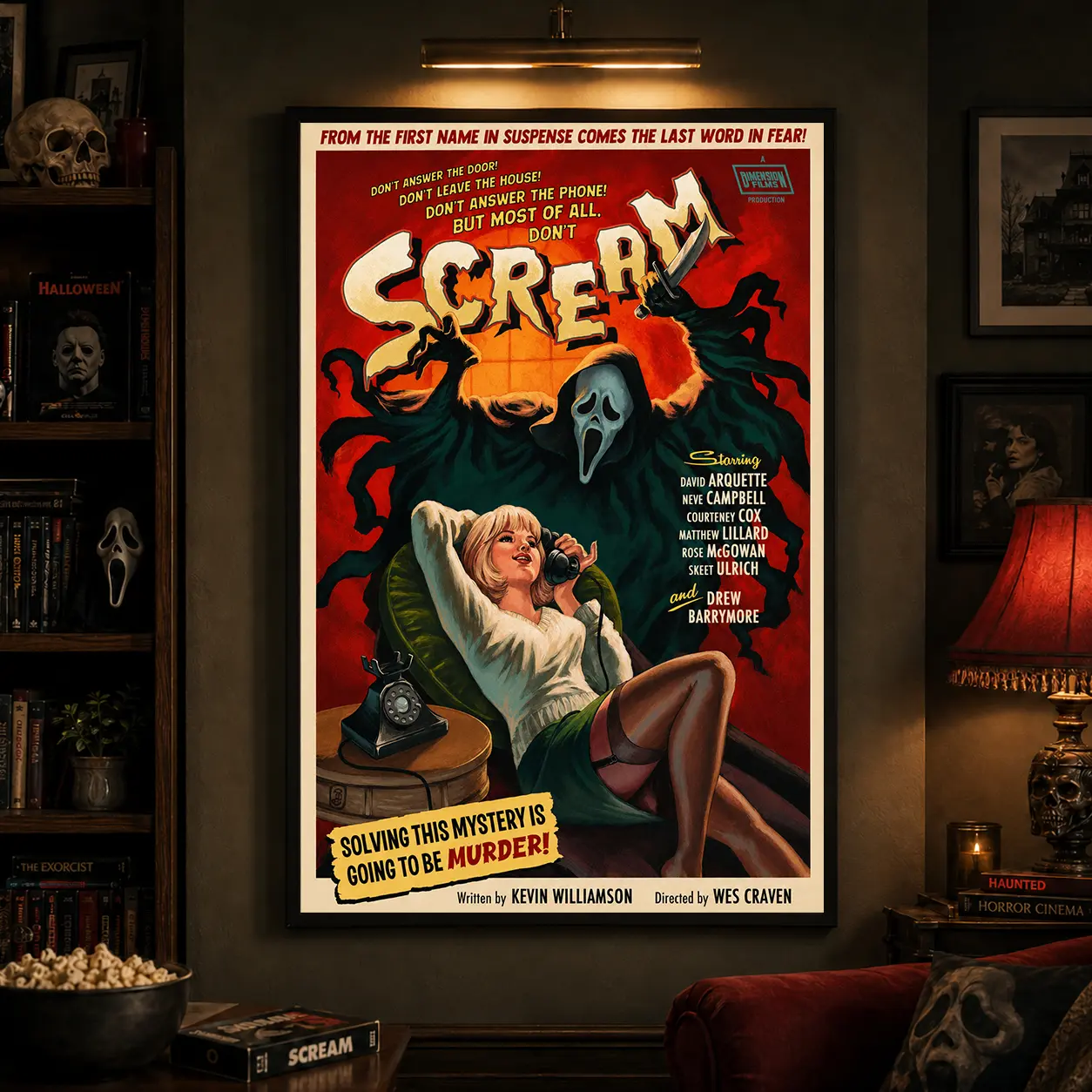 Vintage Scream Movie Horror Poster Canvas Print Decor, Horror Film Art, Classic Movie Poster Helloween Decor For Bedroom Office Living Room Dorm, Horror Gifts