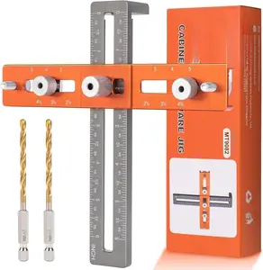 Cabinet Hardware Jig, Cabinet Handle Template, Cabinet Installation Tools With Adjustable Knob,Punch Locator Precision Woodworking Drill Guide For Drawer, Cupboard, Door, File Shelves