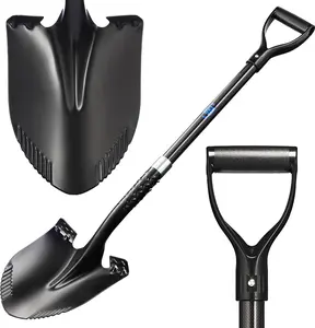 CKG Carbon Garden Shovel for Digging 43 Inches, Heavy Duty Gardening Shovel with Round Blade and Comfortable D Grip Spade Shovel for Gardening, Landscaping, Construction, Round Blade