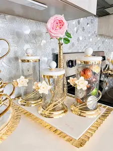 Marble Gold Wrapped Flower Canister