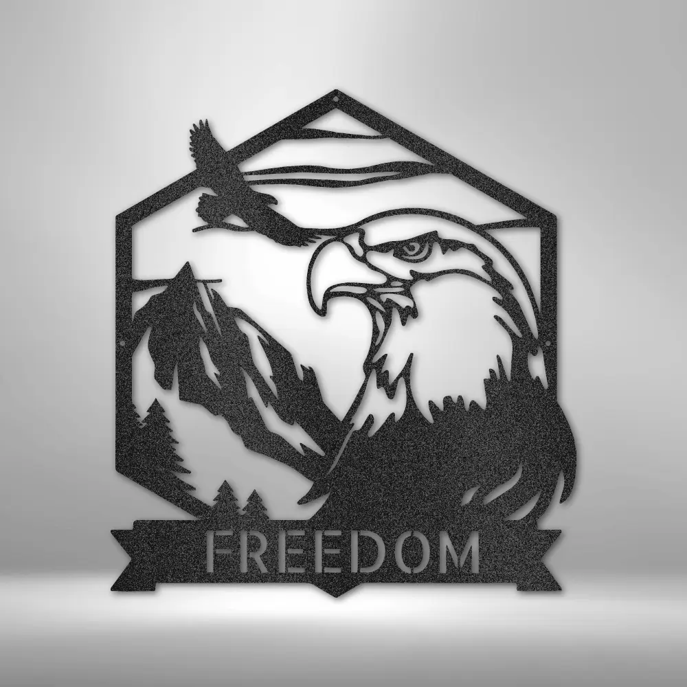 Bald Eagle Monogram - Metal Art Wall Decor - Eagle Scene - Americana -  USA