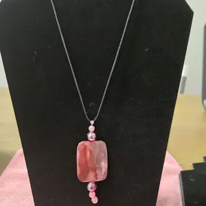 mookaite, kunzite, cracked crystal pendant