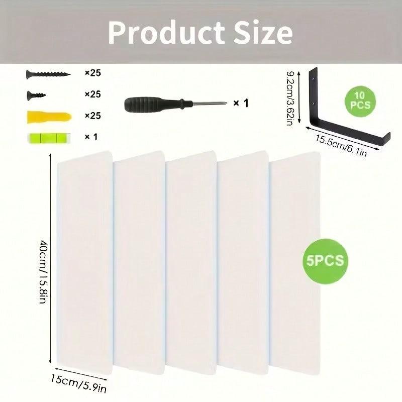 TAIMASI 5 Pieces Floating Shelves For Wall, 22in, Wall-Mounted, MDF Wood Room Decor, Rustic Wood Shelves For Bathroom, Living Room, Bedroom And Kitchen, Wall Shelves For Storage,Books,Room Decor