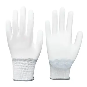 10 Pairs PU Coated Ultra-Thin Lightweight Anti-Slip Wear-Resistant Safety Gloves, Nylon Embroidery Gloves for Sewing Machines Work Gloves