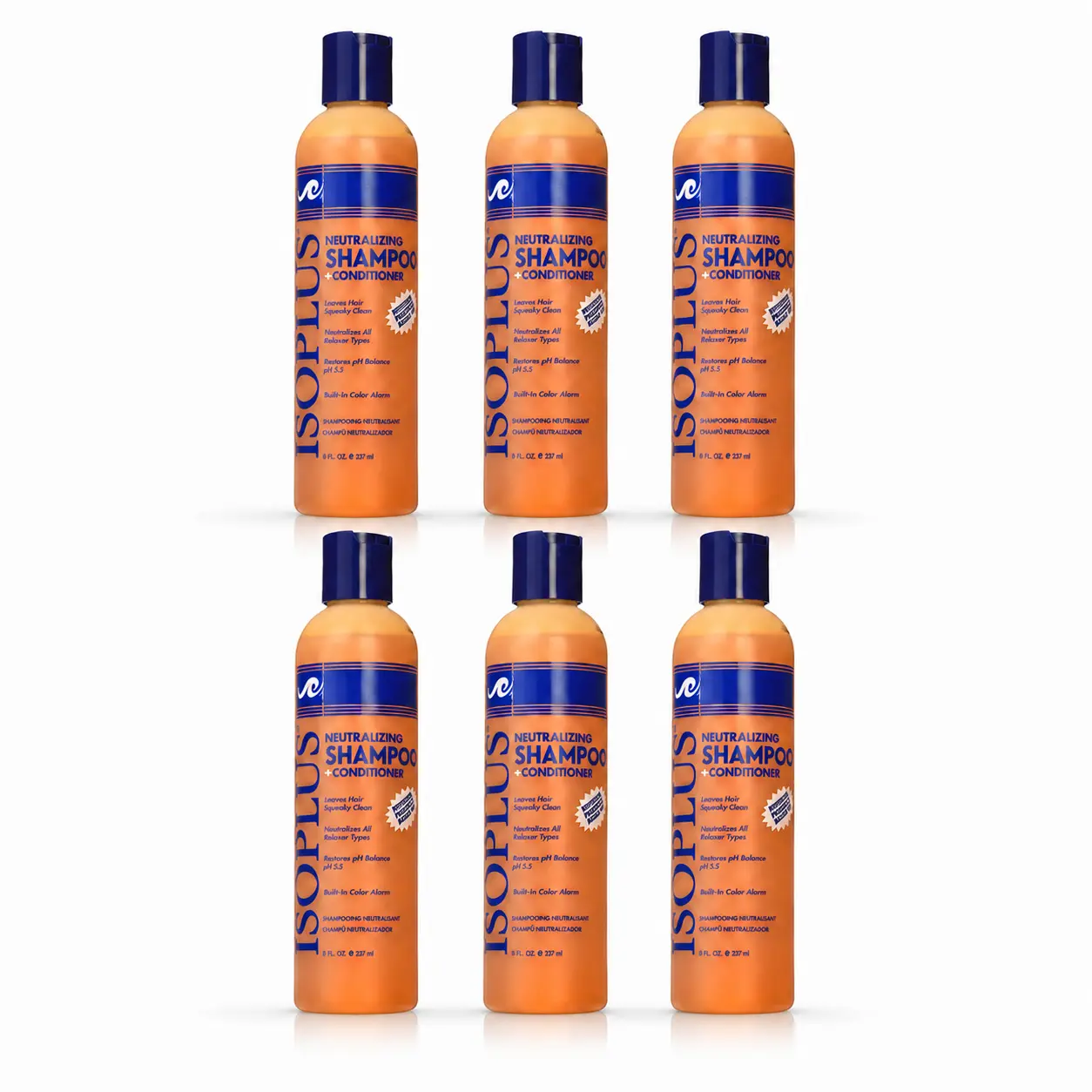 Isoplus Neutralizing Shampoo plus Conditioner, 8 Ounce (237ml), Pack of 6 – Professional 2-In-1 Neutralizing Hair Cleanser, pH Balance Restoration after Relaxer Treatment, Color Alarm Indicator for Relaxed Hair