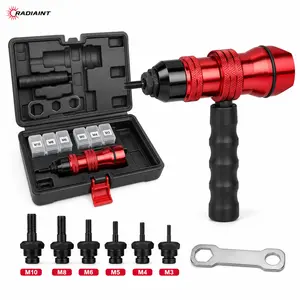 RadiainT Hand Rivet Nut Tool Kit with 6 Interchangeable M3-M10 Mandrels, Lightweight But Solid Carry Case, Wrench – for Everyday Fastening, Installation Work, DIY Projects