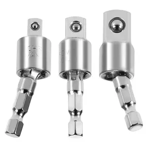 Drill Bit Socket Adapter Set, 3 Counts/set 360° Rotatable Hex Shank Impact Driver Socket Adapter, Power Tool Accessories for Cordless Drill Impact Driver, Impact Sockets