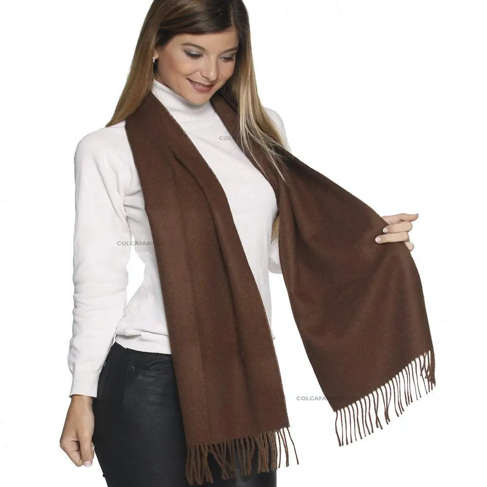 Unisex Reversible Scarf, 100% Certified Pure Peruvian Baby Alpaca Wool - Soft, Warm & Wind Resistant Winter Accessory, Sustainable with Hand-Rolled Fringe, 70 x 12 in