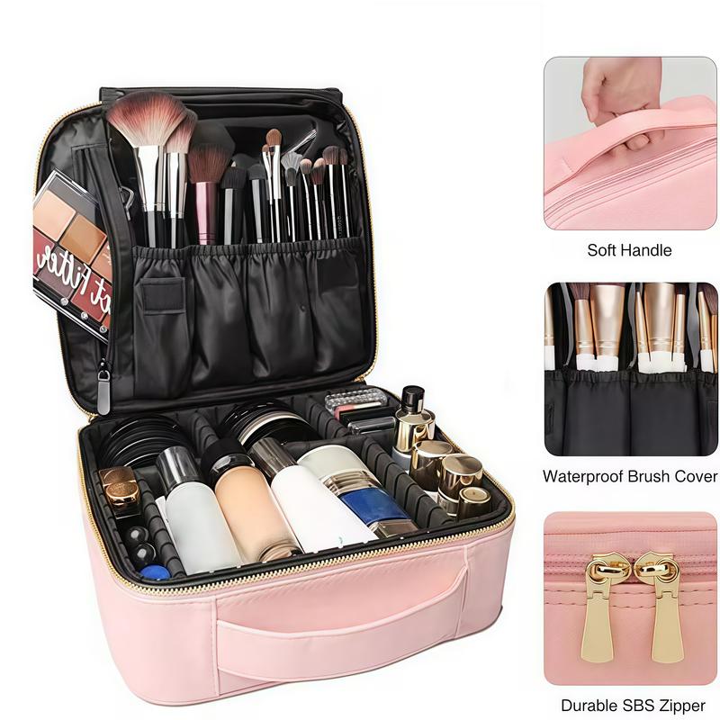 Small Travel Makeup Bag Travel Train Case and Light Mini Travel Make up for Women Train Case Cosmetic Organizer 3 Adjustable Brightness Toiletry Bag Portable Artist Storage Valentine's Day gift