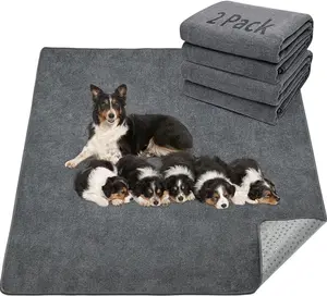 2 Packs Extra Large Reusable Dog Mat for Floor, Non-Slip Washable Pee Pads for Dogs, Fast Absorbent Pet Whelping Pads, Puppy Playpen Mat for Incontinence, Housebreak, Crate