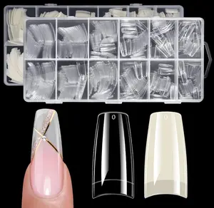 French Nail Tips 1008 Pcs, Clear Soft Gel Half Cover False Nails with 12 Sizes, Salon Quality Nail Extension Tips for DIY Nail Tips Art at Home for Women and Beginners (Clear & Natural)