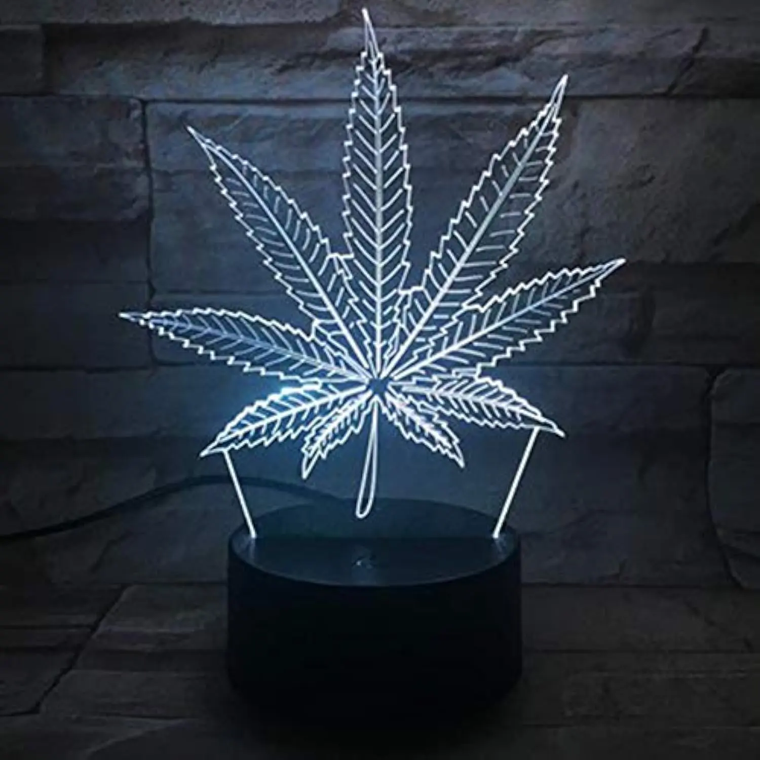 420 Leaf 3D LED Table Lamp - Optical Visual Illusion Novelty Night Light with Touch Switch, Indoor Home Decor Lighting for Home Improvement