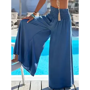 Women'S Plus Size Wide Leg Pants - Vibrant Red, Loose Fit, Casual Style, Non-Stretch Fabric, All-Season Wear, Perfect for Poolside or Outdoor Activities, Outdoor Wear|Casual Wide Leg Pants|Nonstretch Fabric