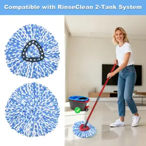 1/2/4Pcs Spin Replacement Mop Heads, Spin Mop Replacements, Compatible with O-Cedar Rinseclean 2 Tank System, High Efficiency Cleaning & Absorption, Easy Installation, Kitchen Bathroom Floor Cleaner, Cleaning Supplies Christmas, Reusable Mop Pads