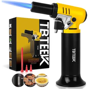 Butane with Fuel Gauge T907, One-hand Lighter with for BBQ, Baking, Brulee Creme, Crafts and Soldering(Butane Gas Not Included)