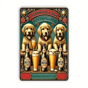 Yuengling Vintage Tin Metal Sign, Dogs Beer Decor 8x12 Retro Wall Art, Home Pub Bar Man Cave Garage Retro Decoration Sign