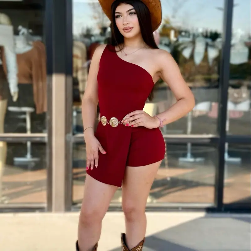 One Shoulder Romper - Black Fashion Piece for Shoulder Wear