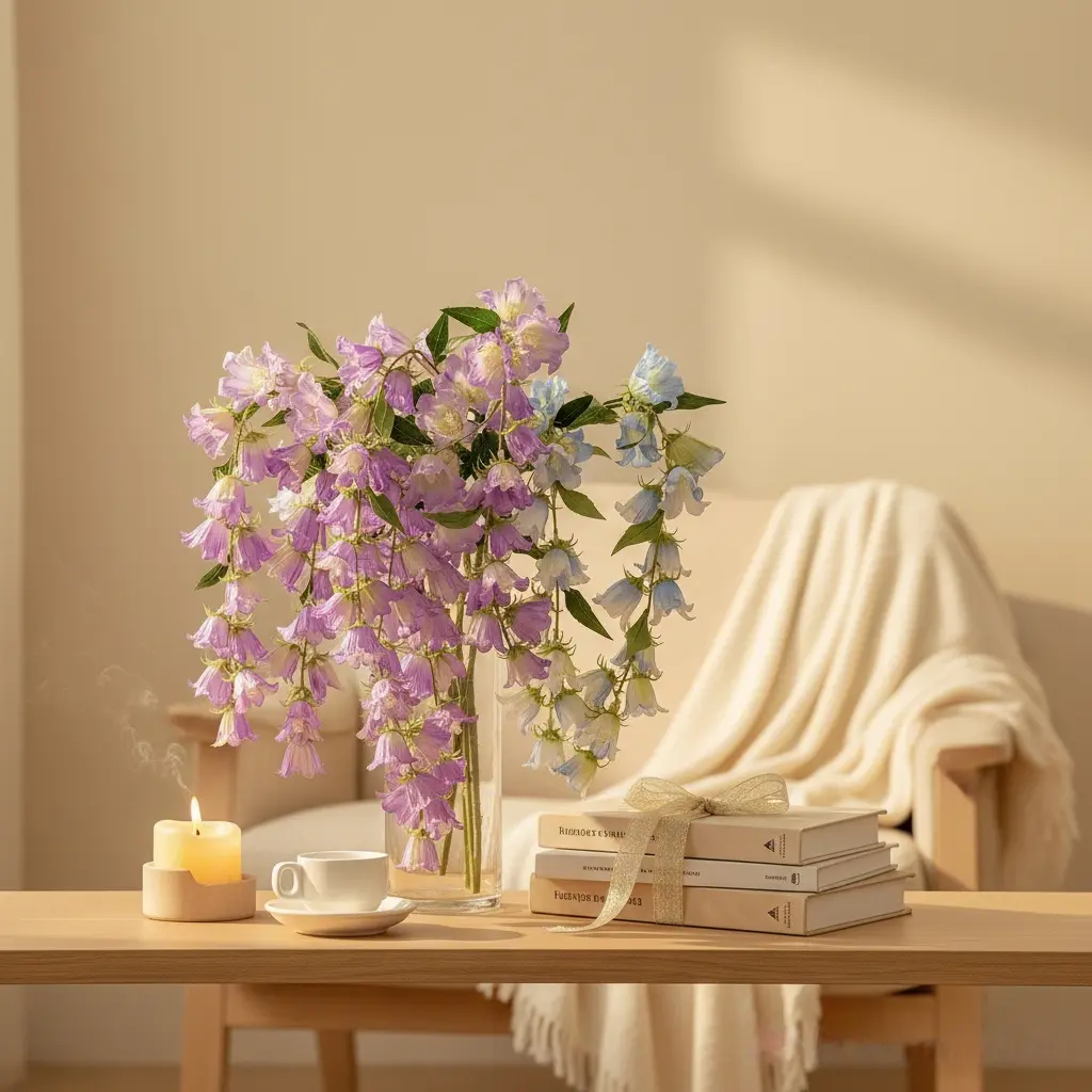 Hanging Lily of the Valley Artificial Flowers False Bellflower Cascading Arrangements for Wedding Ceiling Decor Mall Window Display Soft Hanging Florals Silk Blue Plants Ornaments