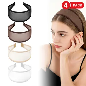 2026 Trendy 4 Pack Minimalist Net Silk Headbands for Women, Soft Non Slip Fashion Hairbands, Lightweight Hair Accessories for Makeup Skincare Daily Travel Gift