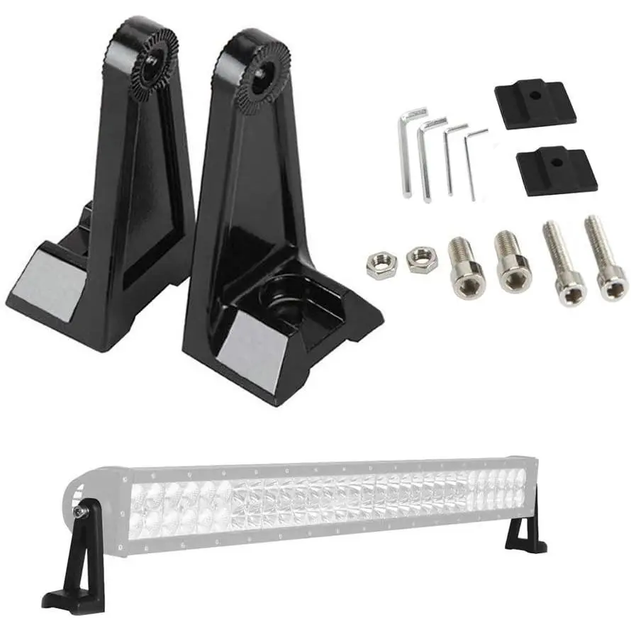 Light Bar Side Brackets Universal Side Mounting Brackets Kit for  Offroad  Mounting Double Row LED Work Light Bar (Pair, Black)