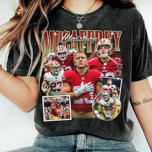 Christian McCaffrey Shirt, Football American Graphic Vintage, 90s Bootleg Inspired Gift Fan Unisex T-Shirt