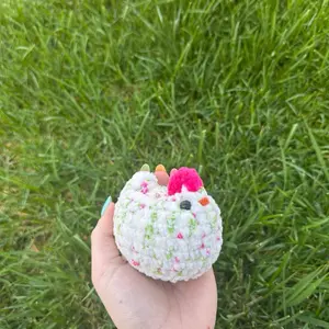 Handmade Crochet Rose Blossom Chicken