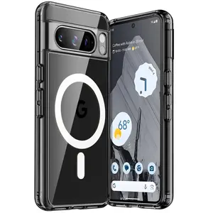 JETech Magnetic Case for Google Pixel 8 Pro 6.7-Inch 2023, Compatible with MagSafe Accessories, Shockproof Protective Phone Cover, Non-Yellowing Hard Clear PC Back
