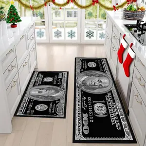 1 piece kitchen rug, kitchen floor mat 2-piece set, dollar rug, soft and comfortable non-slip floor mat, machine washable and rollable, Christmas gift, multi-functional suitable for kitchen area, bathroom, laundry room, Home Decor Rugs