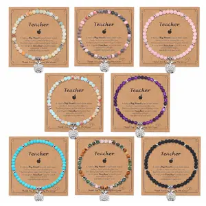 Teacher Appreciation Gifts for Women, Teacher Gifts Natural Stone Bracelet with Message Card for Appreciation Week Christmas Valentines End of Year