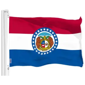 G128 Missouri MO State Flag | 3x5 Ft | LiteWeave Pro Series Printed 150D Polyester | Indoor/Outdoor, Vibrant Colors, Brass Grommets, Thicker and More Durable Than 100D 75D Polyester