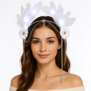Illuminated Angel Feather Headpiece for Halloween
