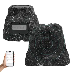 Herdio Rock 2025 New Bluetooth Audio Speaker - Outdoor Waterproof Wireless Solar Model, 4/6.5/8 in, Rechargeable Battery, TWS Connectivity, USB/Cord Compatibility, Resin Build, Smartphone Pairing for Garden, Patio (Gray, Single Pack), Charging