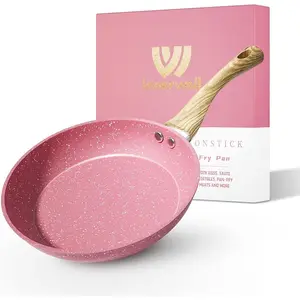 8 Inch Pink Nonstick Egg Pan, PFOA Free Stone Cookware Skillet, Induction Compatible