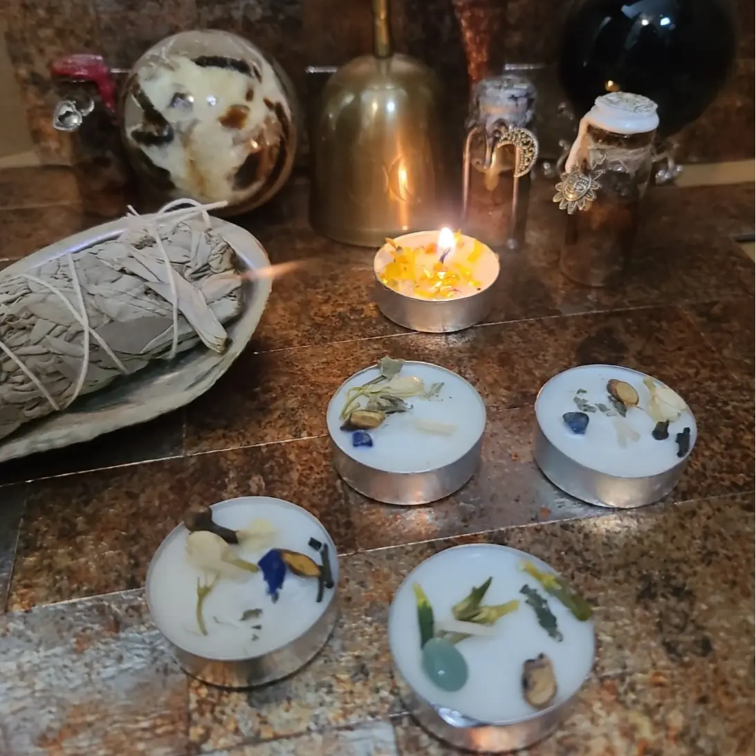 Enchanted Tea Light Collection - Intuitivly Picked - Handmade Botanical Tea Lights (Set of 12) - RheaBlue Creations