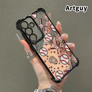 Stitch & Stars Pattern Phone Case Suitable for Samsung Galaxy S23 Ultra S24 Plus S25 S22+ FE Edge Four Corner Air Cushion Anti Drop Transparent Full Coverage Cover