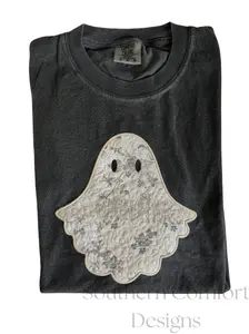 Ghost Vintage Patchwork Fabric Applique Quilted Look Comfort Colors Short Sleeve Tee