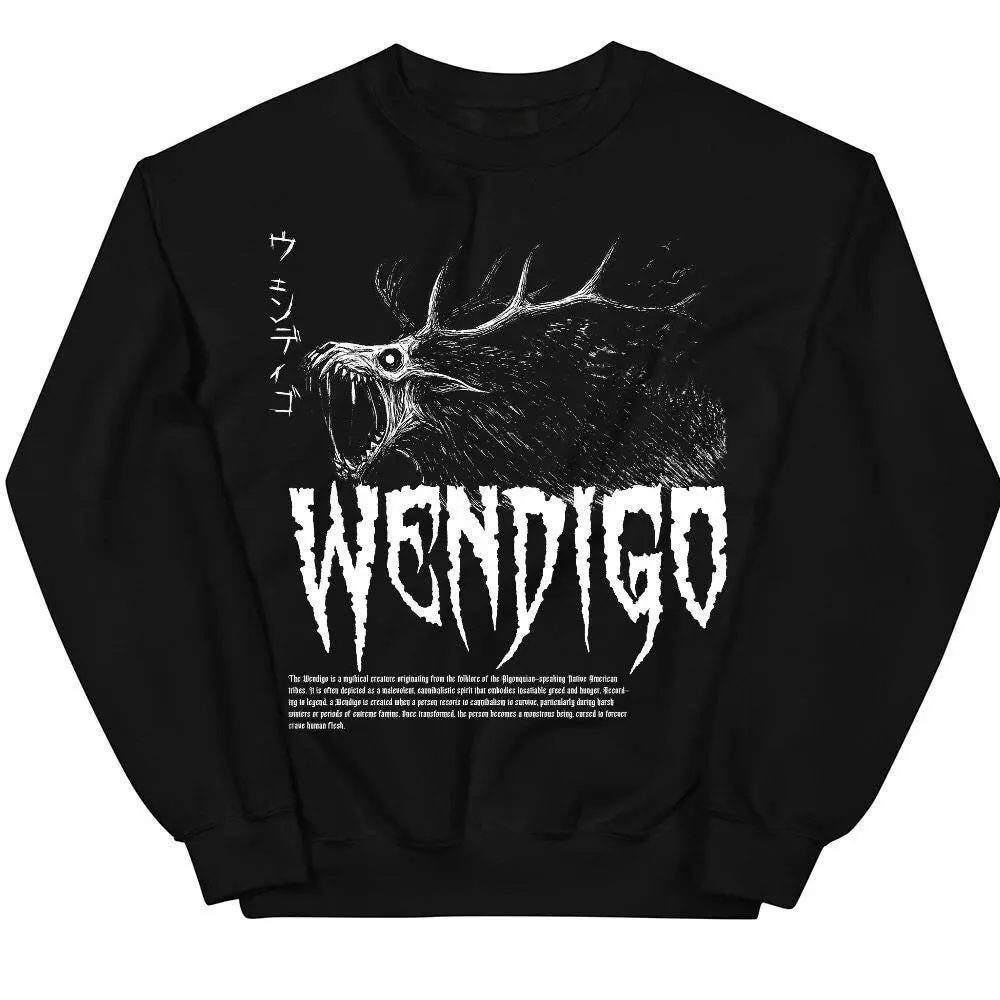Wendigo Horror Fantasy Japanese Sweatshirt Shirt, Creepy Forest Monster Tee, Dark Folklore Graphic Shirt, Gothic Horror Anime Top, Weirdcore Gift Tee
