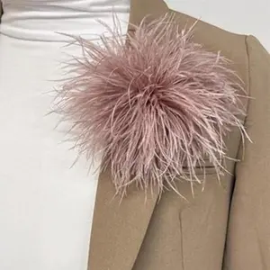 Feather Flower Large Brooch Pin for Women Men Elegant Oversized Floral Lapel Pins Shawl Dress Suit Clothes Accessories Wedding Party Dance Banquet Fashion Jewelry 150mm