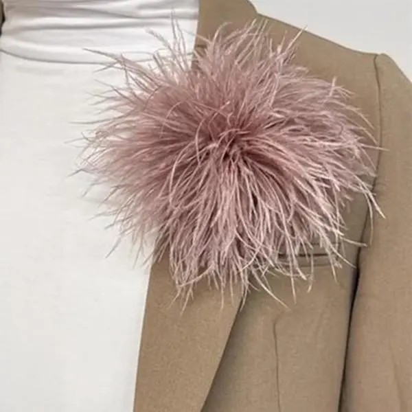 Feather Flower Large Brooch Pin for Women Men Elegant Oversized Floral Lapel Pins Shawl Dress Suit Clothes Accessories Wedding Party Dance Banquet Fashion Jewelry 150mm