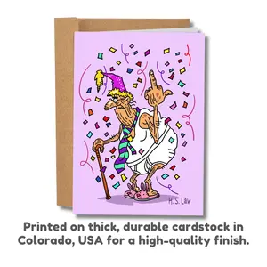 Funny Birthday Cards for Old People - Birthday Cards for Friends - 5x7 Inch Individual Greeting Card with Kraft Envelope