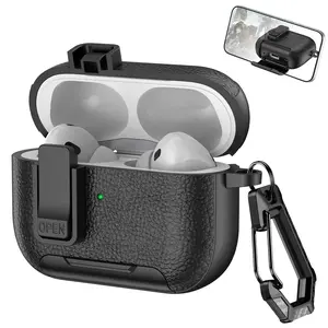 AirPods Leather Case with MagSafe | Shockproof, Scratchproof & Stand | Keychain Included | Lock Clip  | Fits AirPods Pro 3/2 & 4/3/1/2
