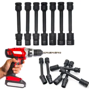 7 Piece 1/2-Inch Drive Impact Driver Extension Bar Set 12mm/13mm/14mm/16mm/17mm/18mm/19mm Universal Socket Extension Bar Hardened Chrome Vanadium Steel