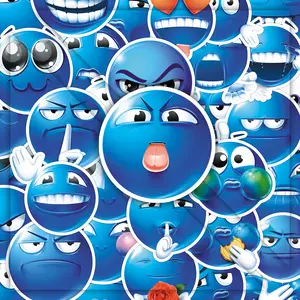 50 Sheets of Funny Little Blue Bean Stickers - Durable Adhesive Stickers with Creative & Wacky Designs for DIY Decoration on Skateboards, Luggage, and Cars Decorative Stickers Sticker Packs