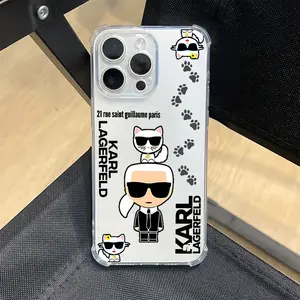 Hot Selling Fashion Famous Designer K-KARL-L Phone Case Suitable for iPhone 17 16e 16 15 14 13 12 11 Mini Pro Max Air X XR XSMAX 8 7 Plus Anti Fall Transparent Soft Back Cover