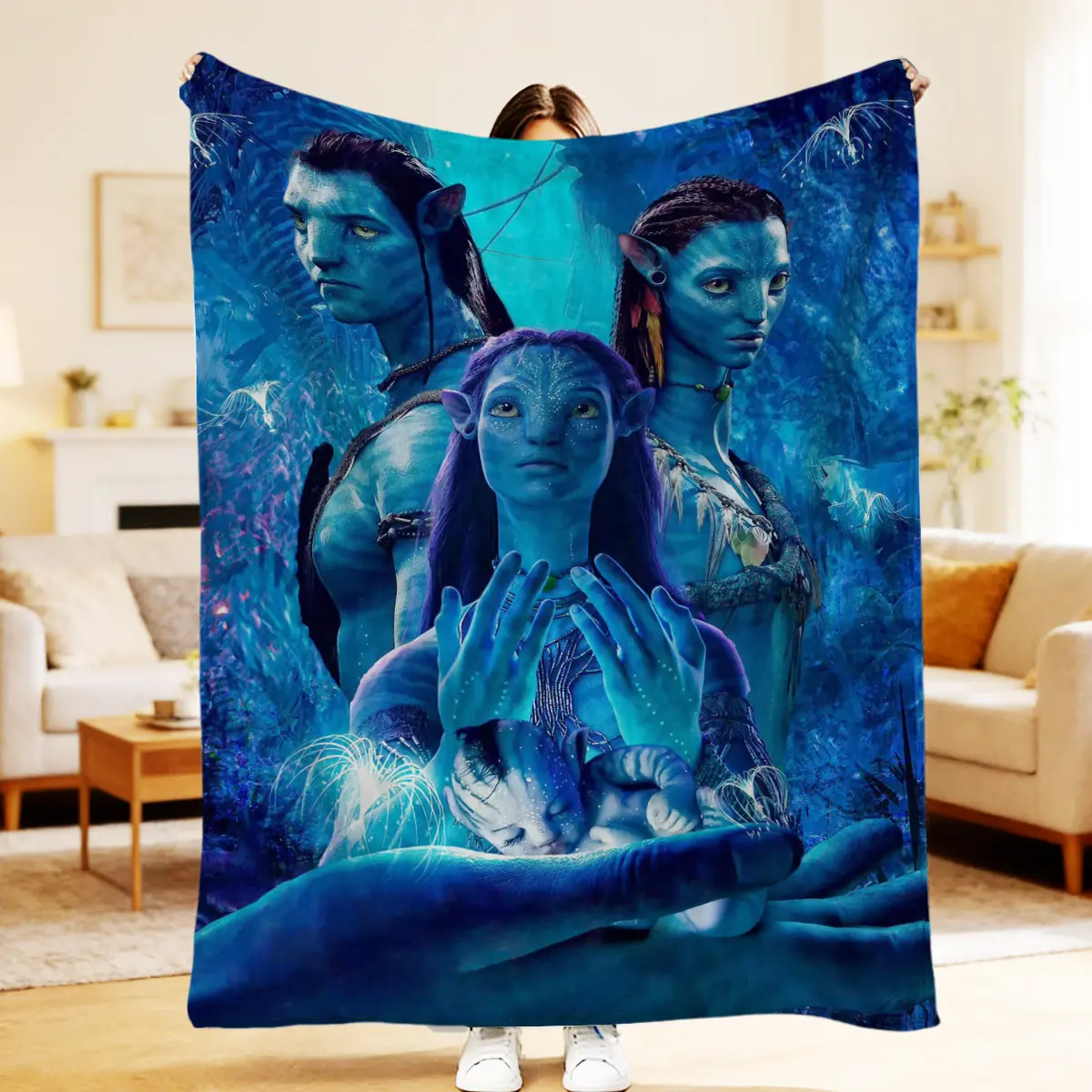 Avatar Movie Printed Soft Flannel Blanket - Lightweight, Warm, All-Seasons Bedding Throw for Home-Travel Use, Beds-Sofas, Ideal Birthday Gift