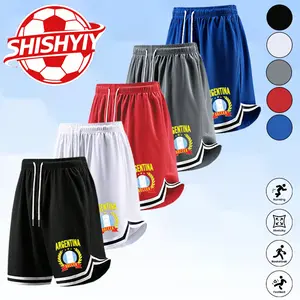 Outdoor Sports Men’s Soccer Print Athletic Shorts with Elastic Waistband and Drawstring, Quick-Dry Breathable Fabric—Ideal for Workouts, Running, Basketball, Football Training, and Casual Sports.